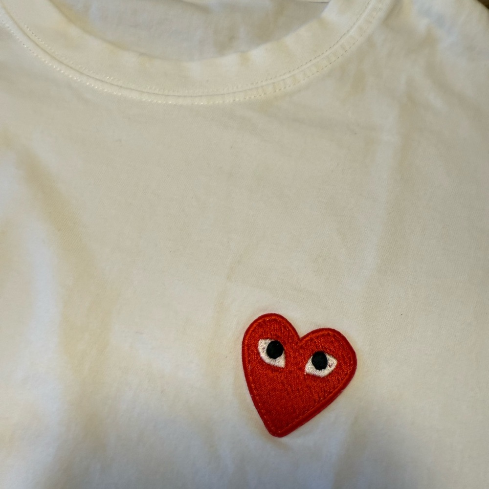 Comme des Garcons Red Heart White Short Sleeve Top